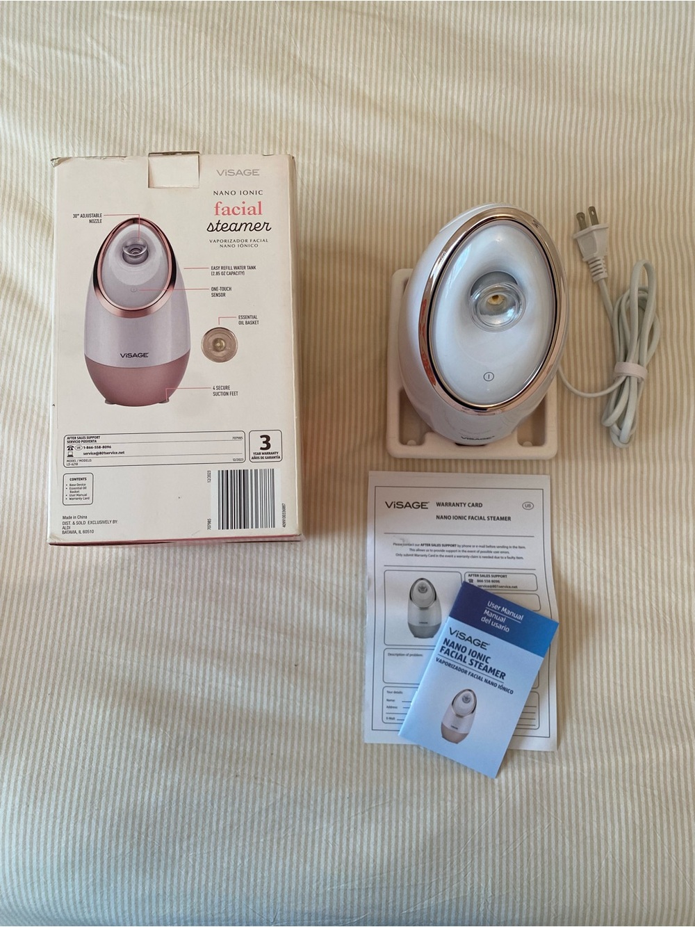 Visage Nano Ionic Facial Steamer - White & Rose Gold